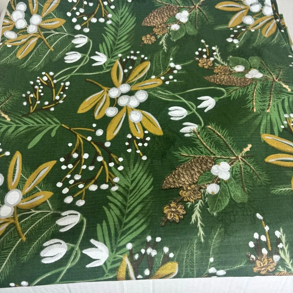 Ralph Lauren Xmas look fabric shower curtain_moody green pine botanical print